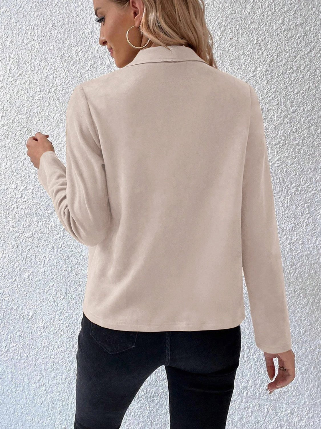 Collared Neck Long Sleeve Jacket - Flip Flop Dynasty