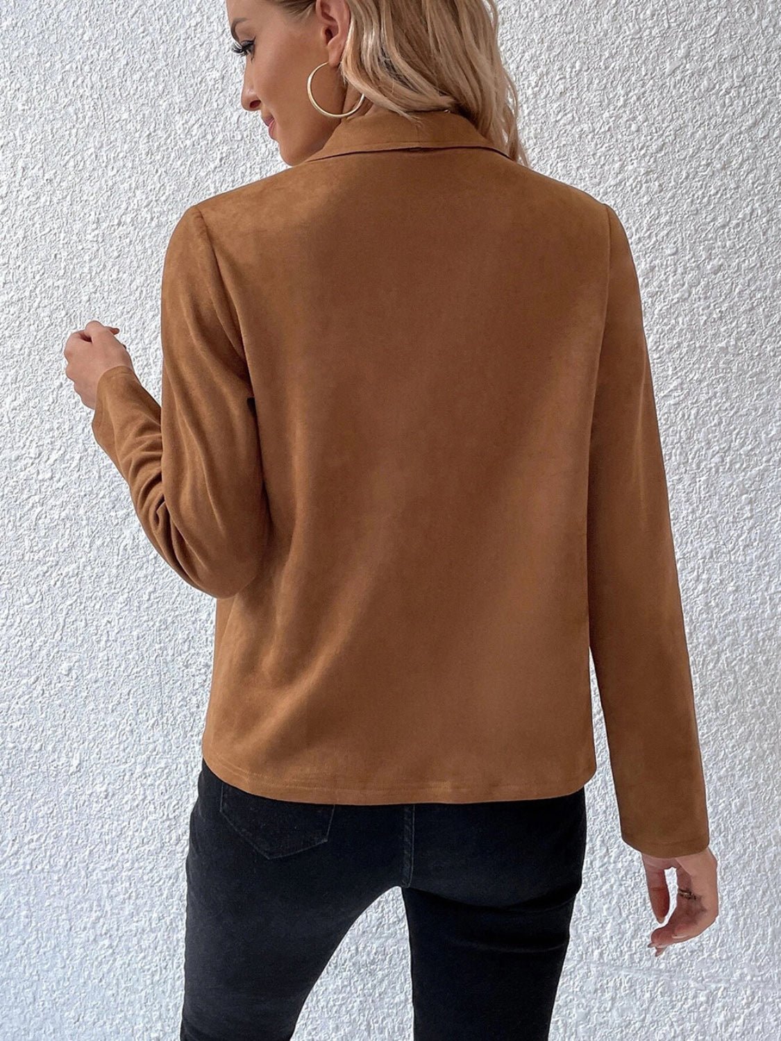 Collared Neck Long Sleeve Jacket - Flip Flop Dynasty
