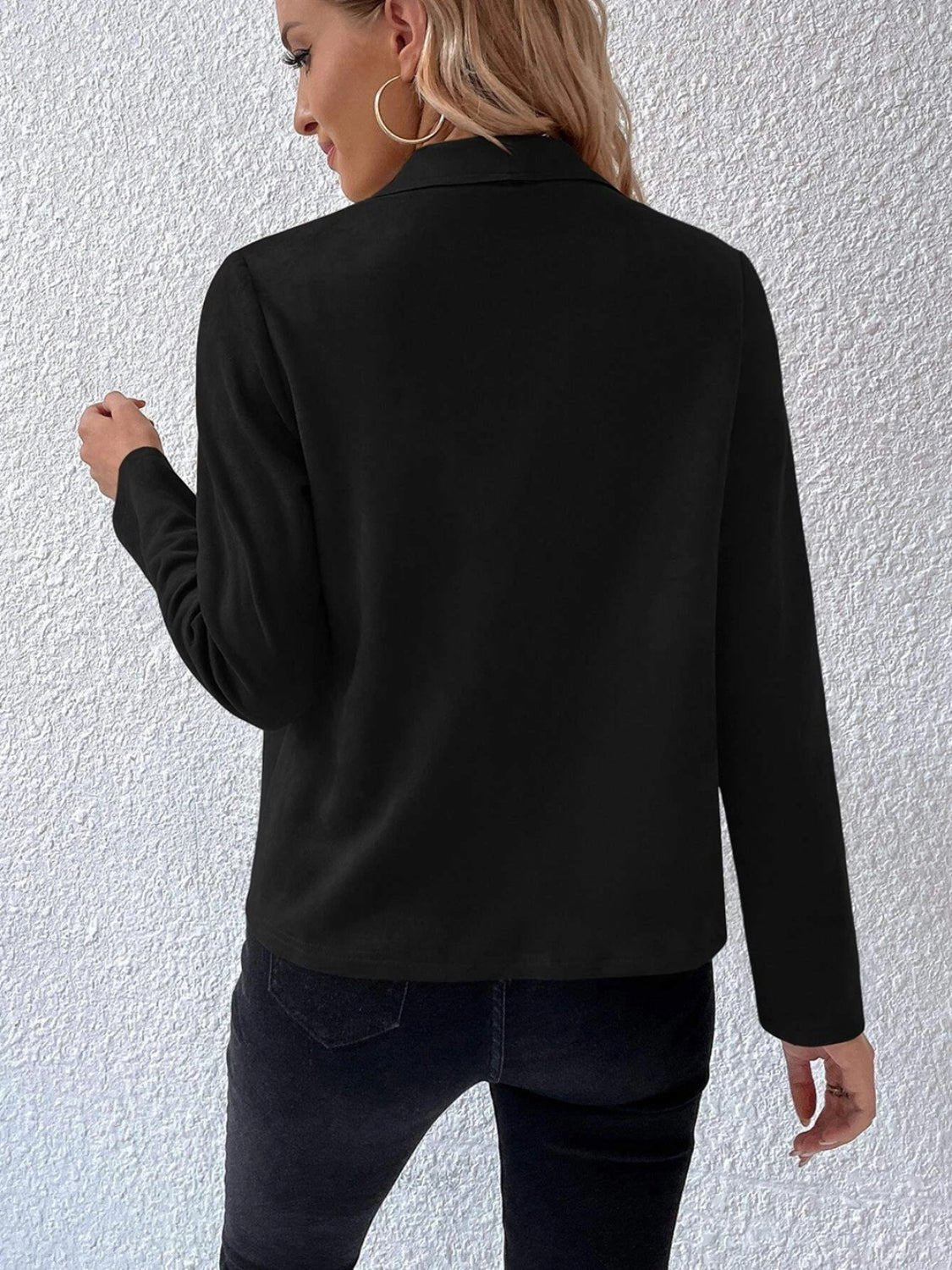 Collared Neck Long Sleeve Jacket - Flip Flop Dynasty