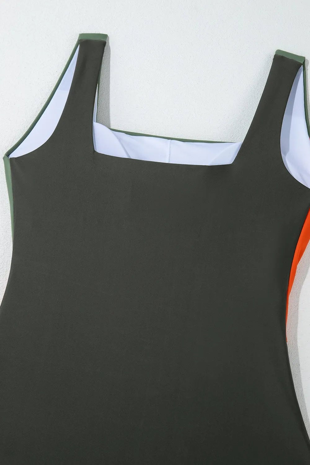 Color Block Padded Square Neck One Piece Swimsuit - Flip Flop Dynasty