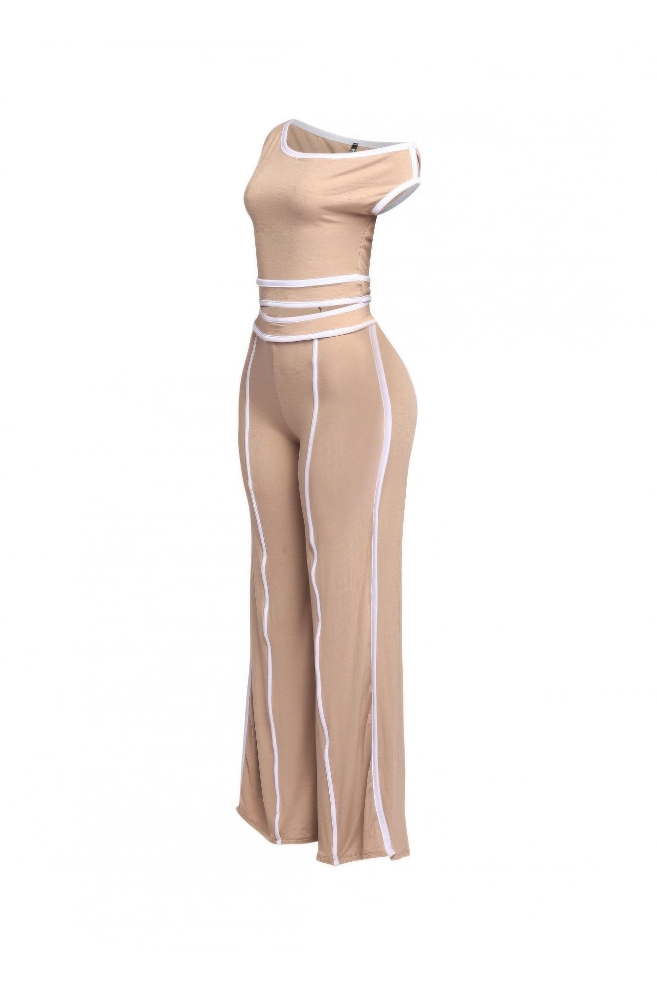 Color Contrast Detailed Off Shoulder Set - Flip Flop Dynasty