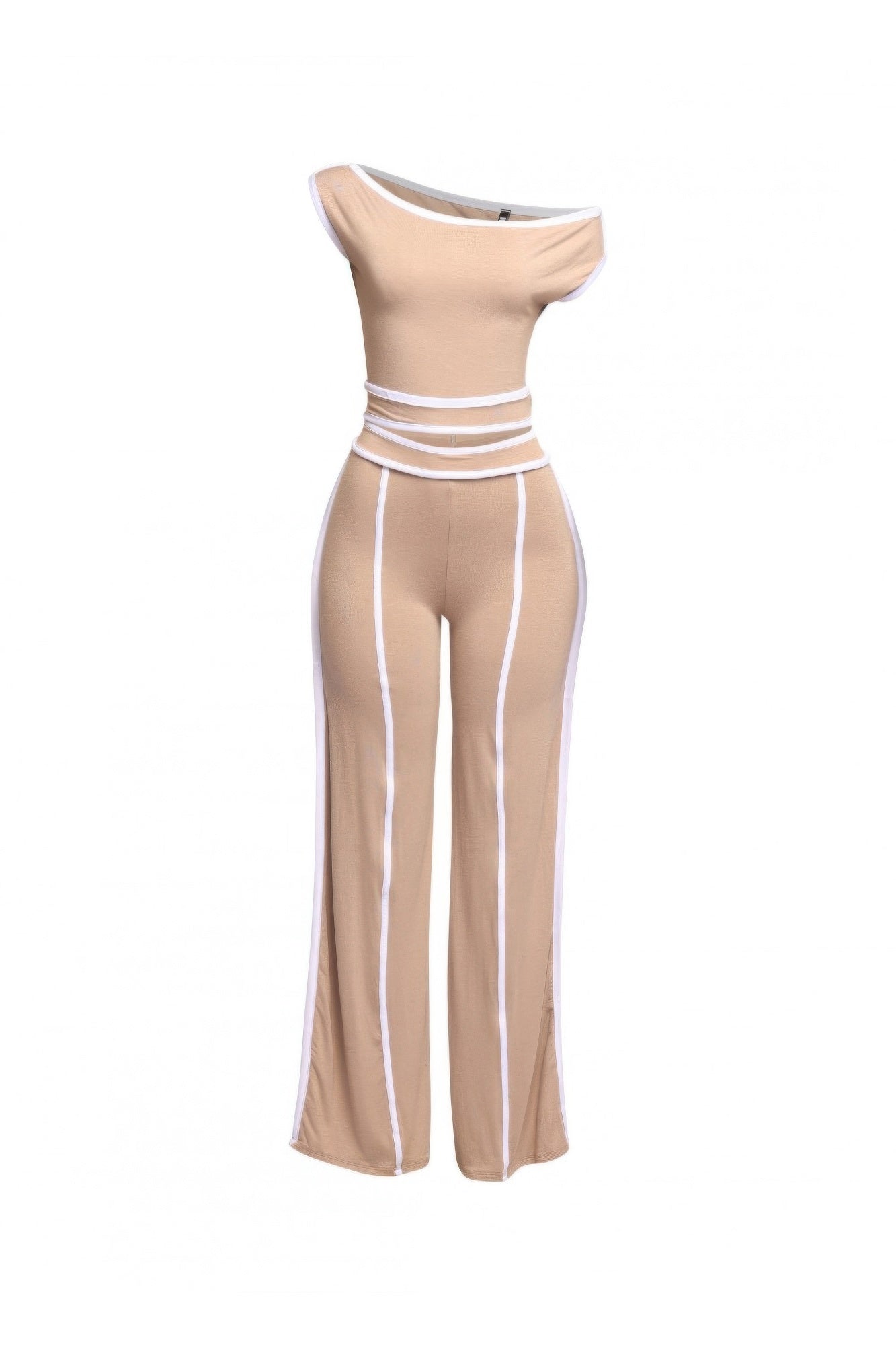 Color Contrast Detailed Off Shoulder Set - Flip Flop Dynasty