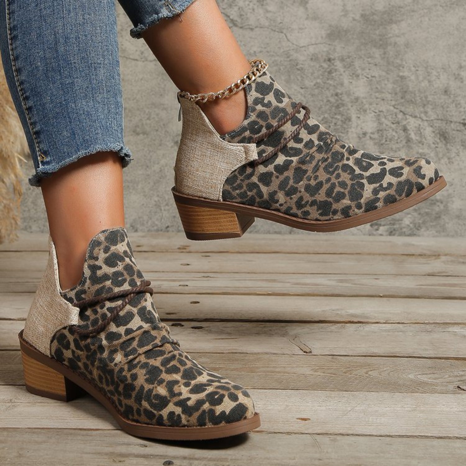 Contrast Canvas Low Heel Boots - Flip Flop Dynasty