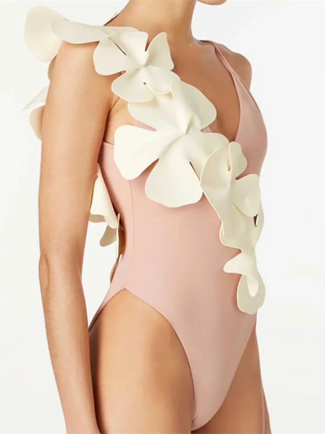 Contrast Flower Spaghetti Strap One - Piece Swimwear - Flip Flop Dynasty