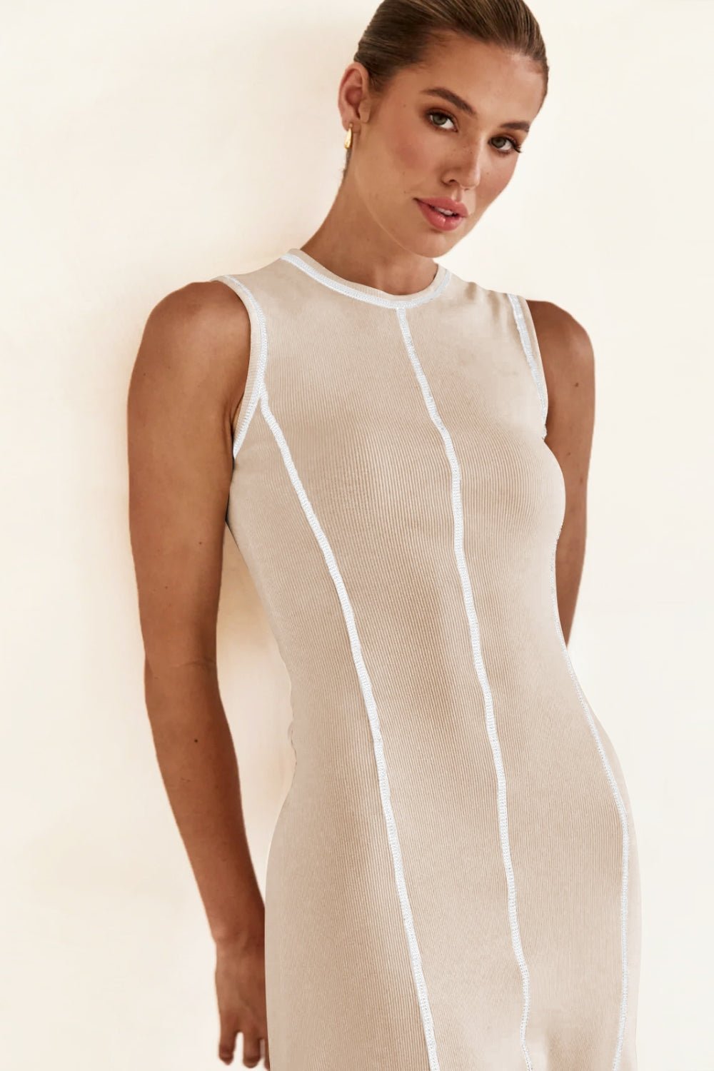 Contrast Stitching Maxi Tank Dress - Flip Flop Dynasty