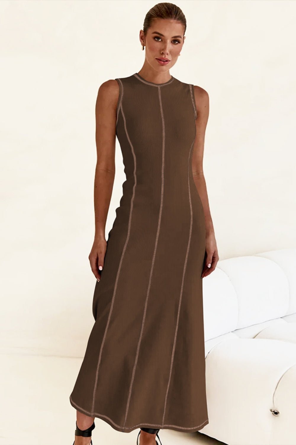 Contrast Stitching Maxi Tank Dress - Flip Flop Dynasty