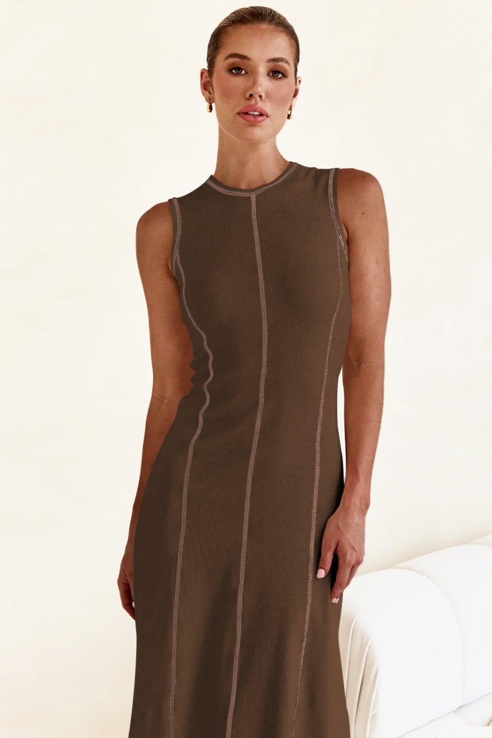 Contrast Stitching Maxi Tank Dress - Flip Flop Dynasty