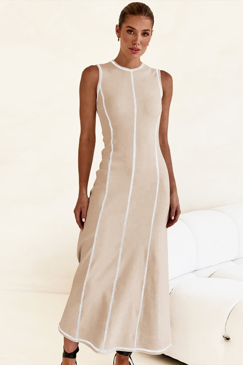 Contrast Stitching Maxi Tank Dress - Flip Flop Dynasty