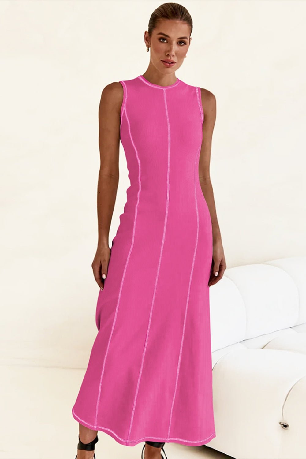 Contrast Stitching Maxi Tank Dress - Flip Flop Dynasty