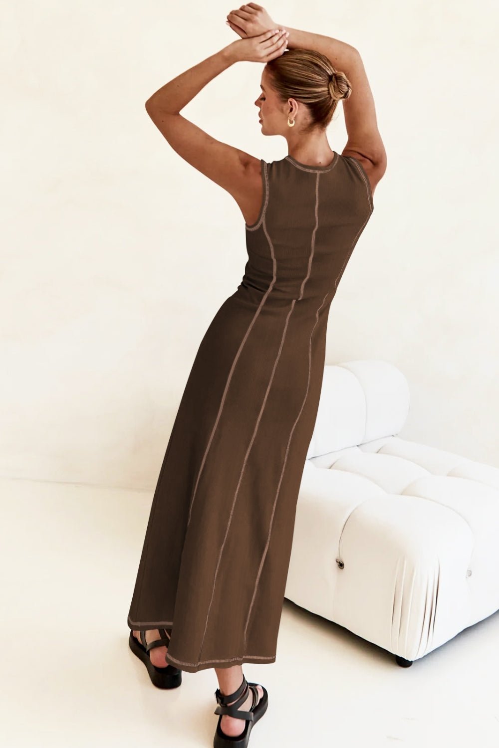 Contrast Stitching Maxi Tank Dress - Flip Flop Dynasty