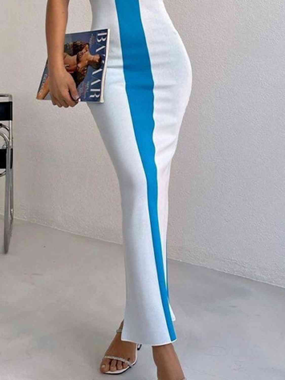 Contrast Wide Strap Slit Midi Dress - Flip Flop Dynasty