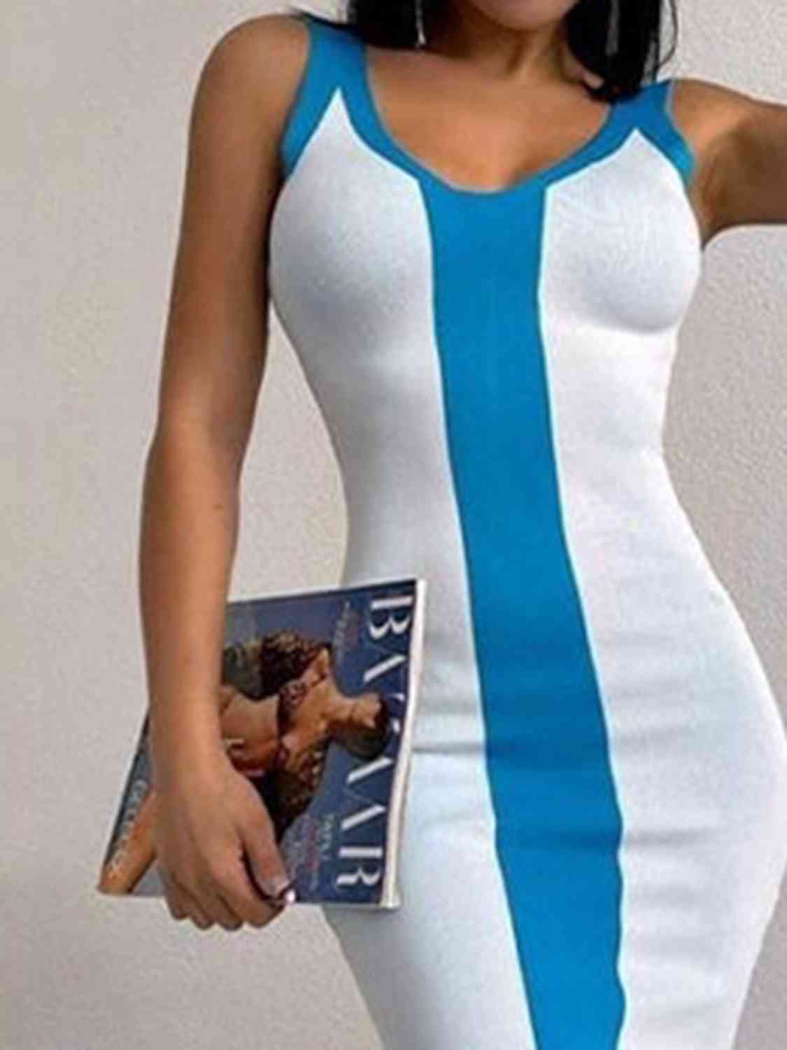 Contrast Wide Strap Slit Midi Dress - Flip Flop Dynasty