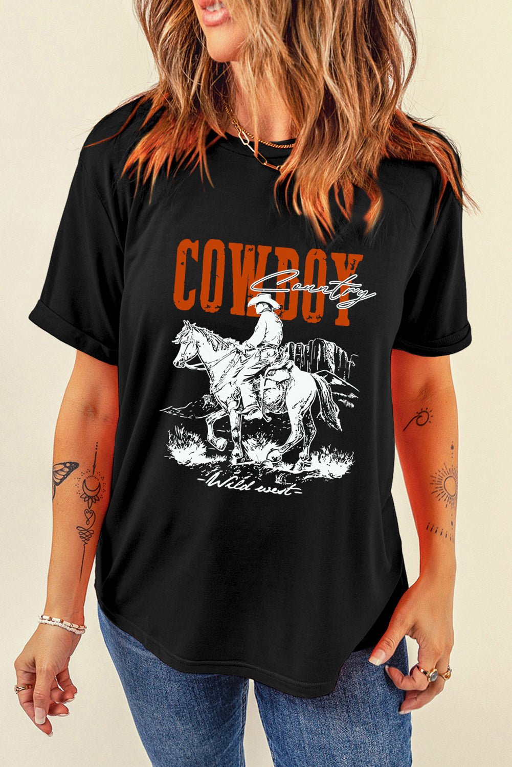 COWBOY Round Neck Short Sleeve T-Shirt - Flip Flop Dynasty