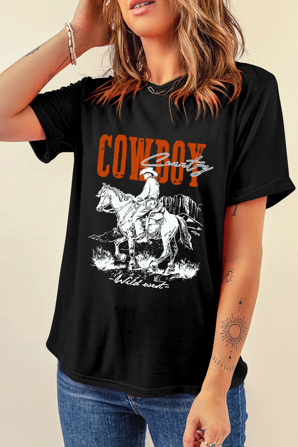 COWBOY Round Neck Short Sleeve T-Shirt - Flip Flop Dynasty