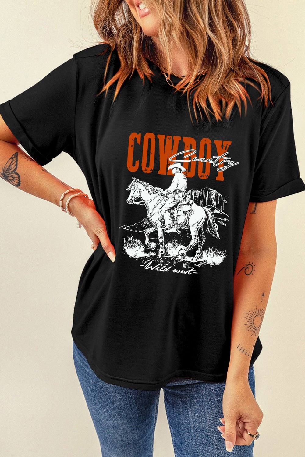 COWBOY Round Neck Short Sleeve T-Shirt - Flip Flop Dynasty