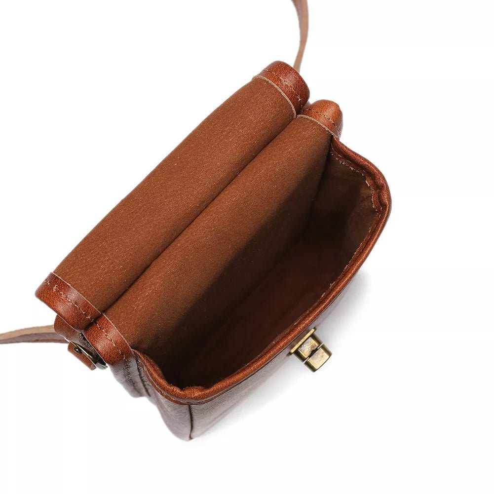 Cowhide Leather Crossbody Bag with Metal Clasp - Flip Flop Dynasty