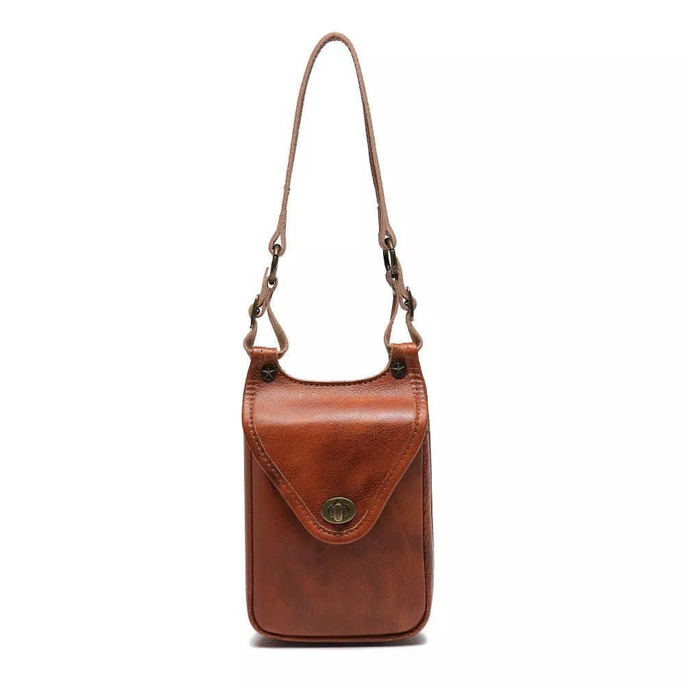 Cowhide Leather Crossbody Bag with Metal Clasp - Flip Flop Dynasty