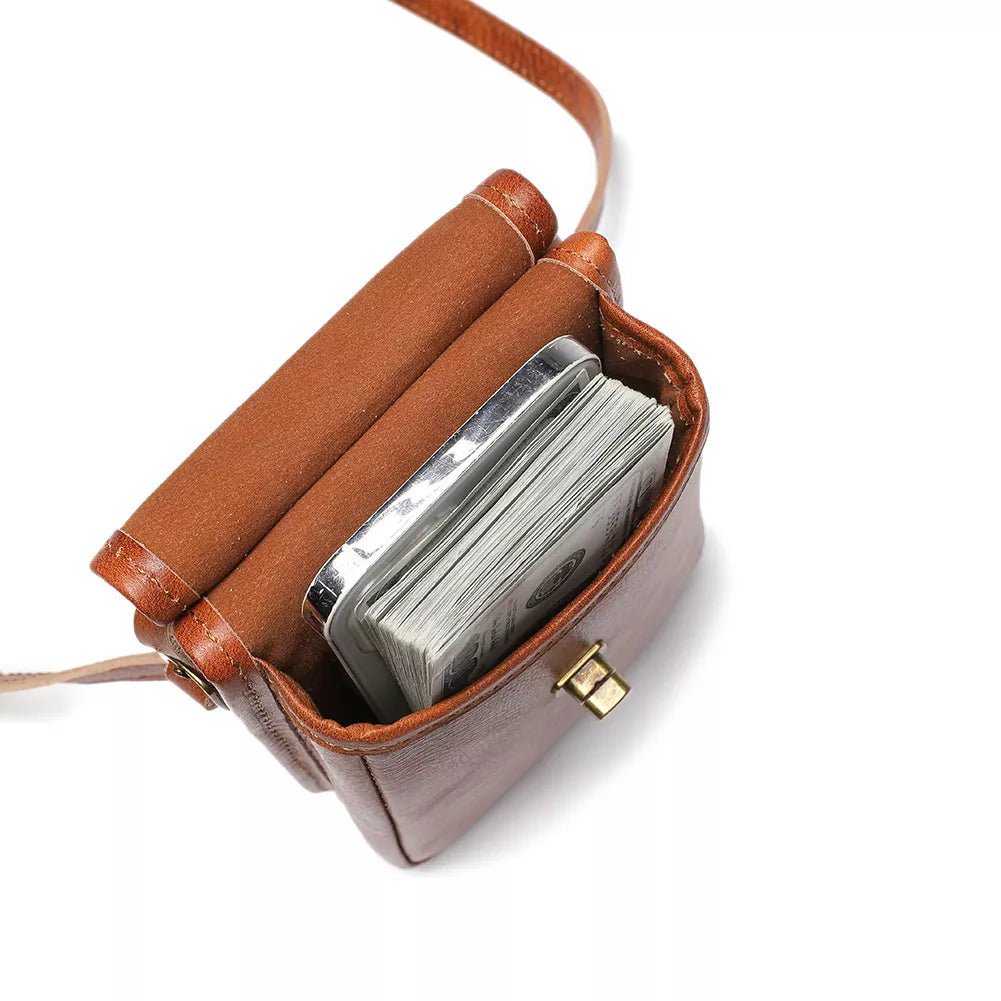 Cowhide Leather Crossbody Bag with Metal Clasp - Flip Flop Dynasty