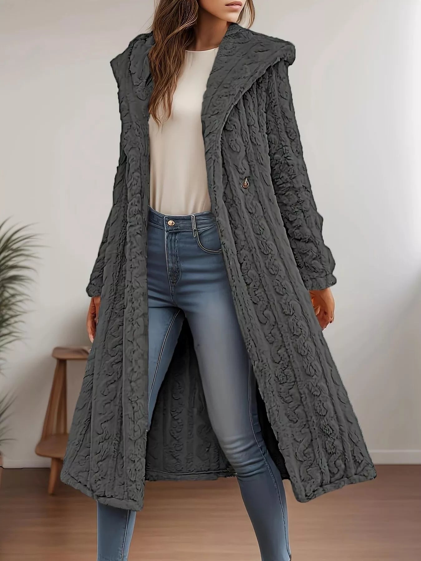 Cozy Hooded Button Up Longline Outerwear - Flip Flop Dynasty