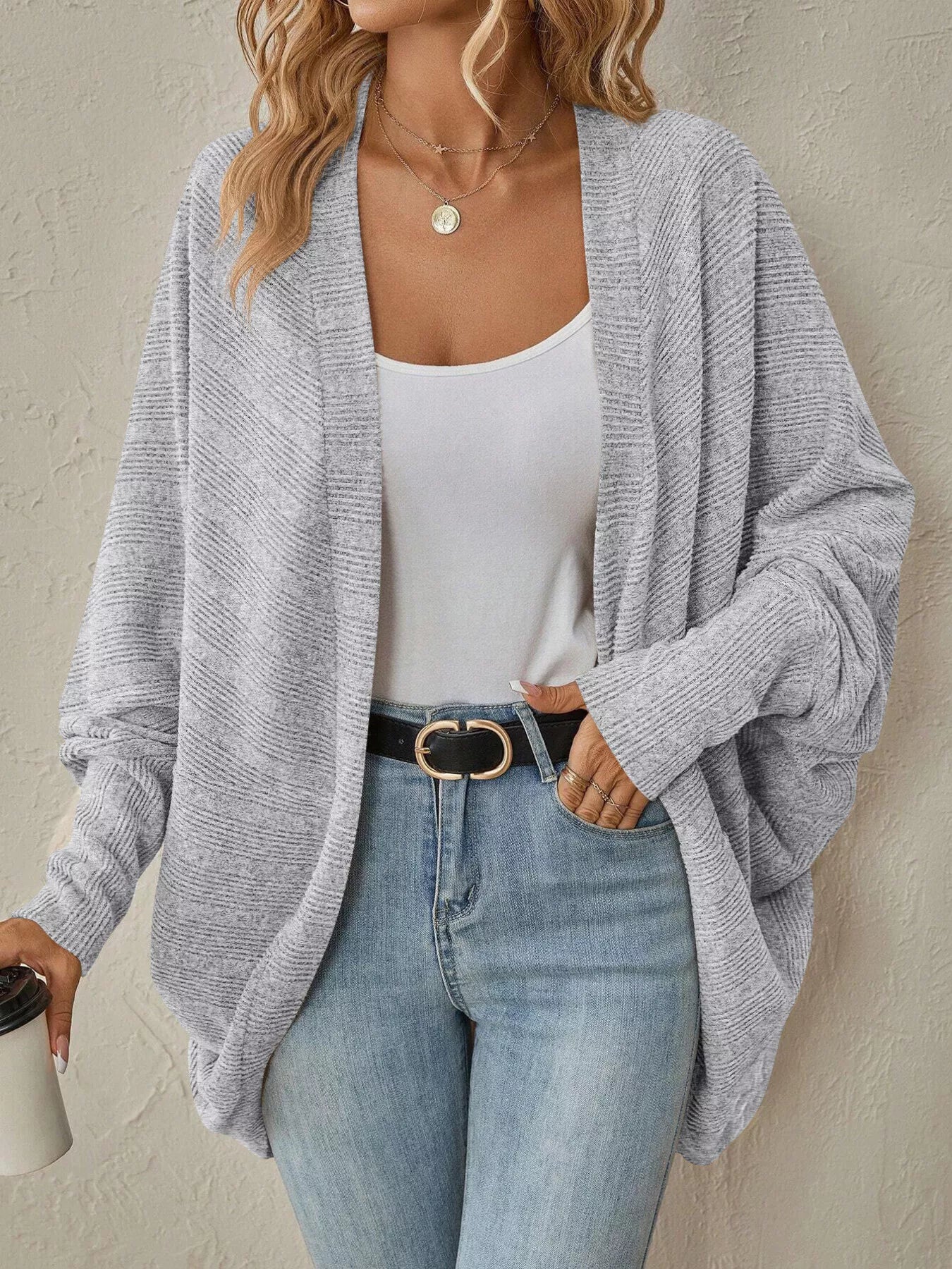 Cozy Oversized Open Front Knit Cardigan - Flip Flop Dynasty