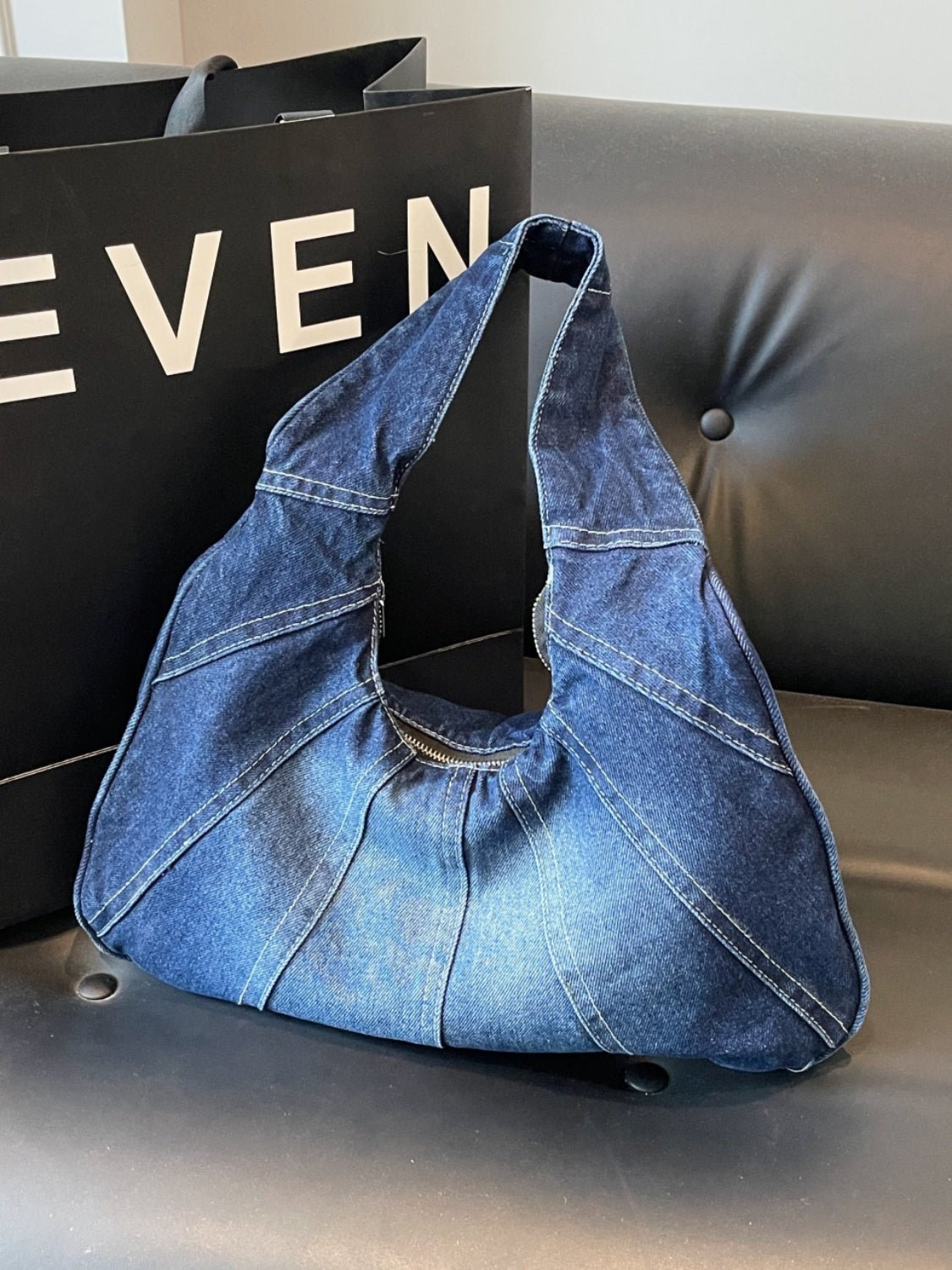 Crescent Shaped Denim Shoulder Bag - Flip Flop Dynasty