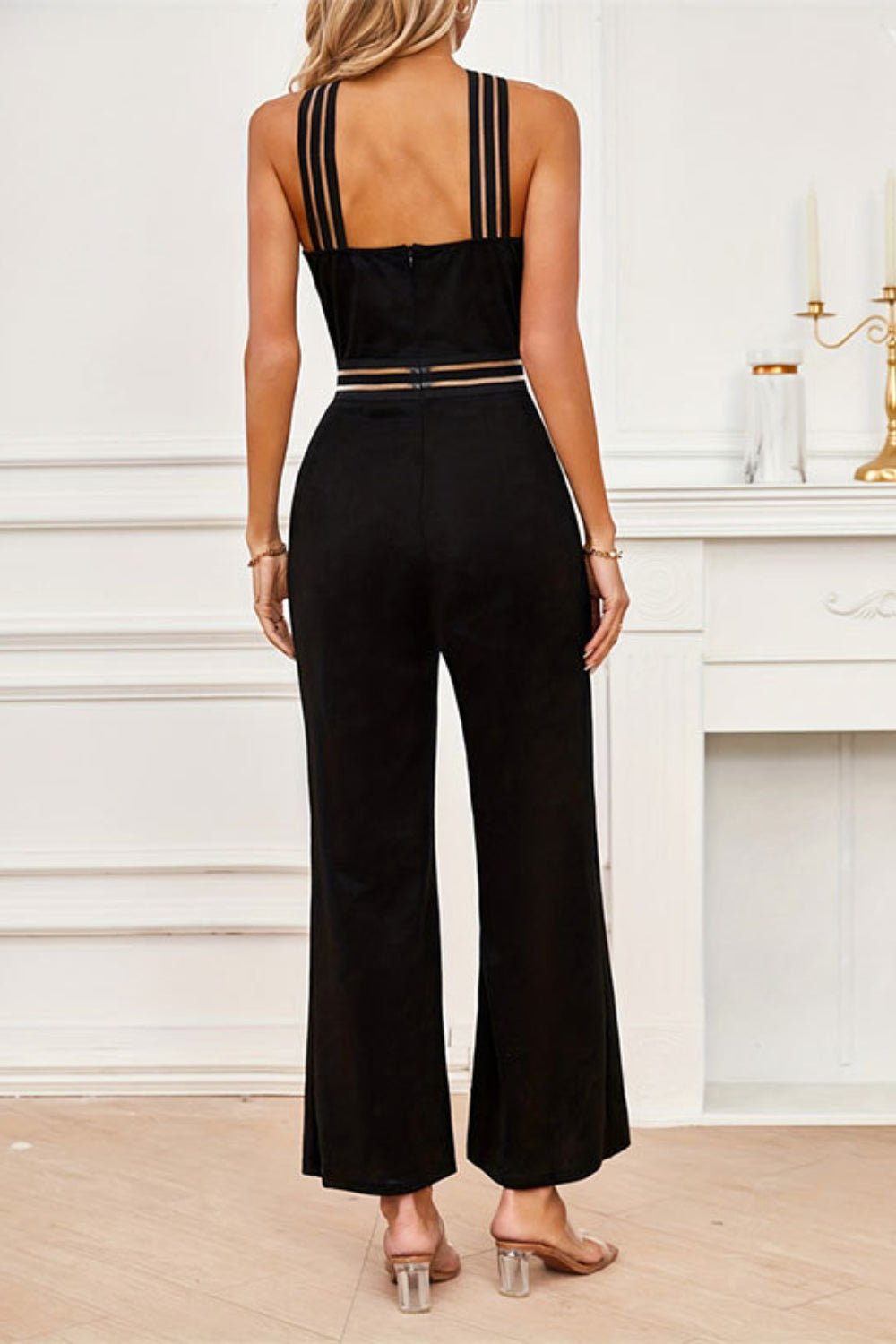 Crisscross Cutout Sleeveless Wide Leg Jumpsuit - Flip Flop Dynasty