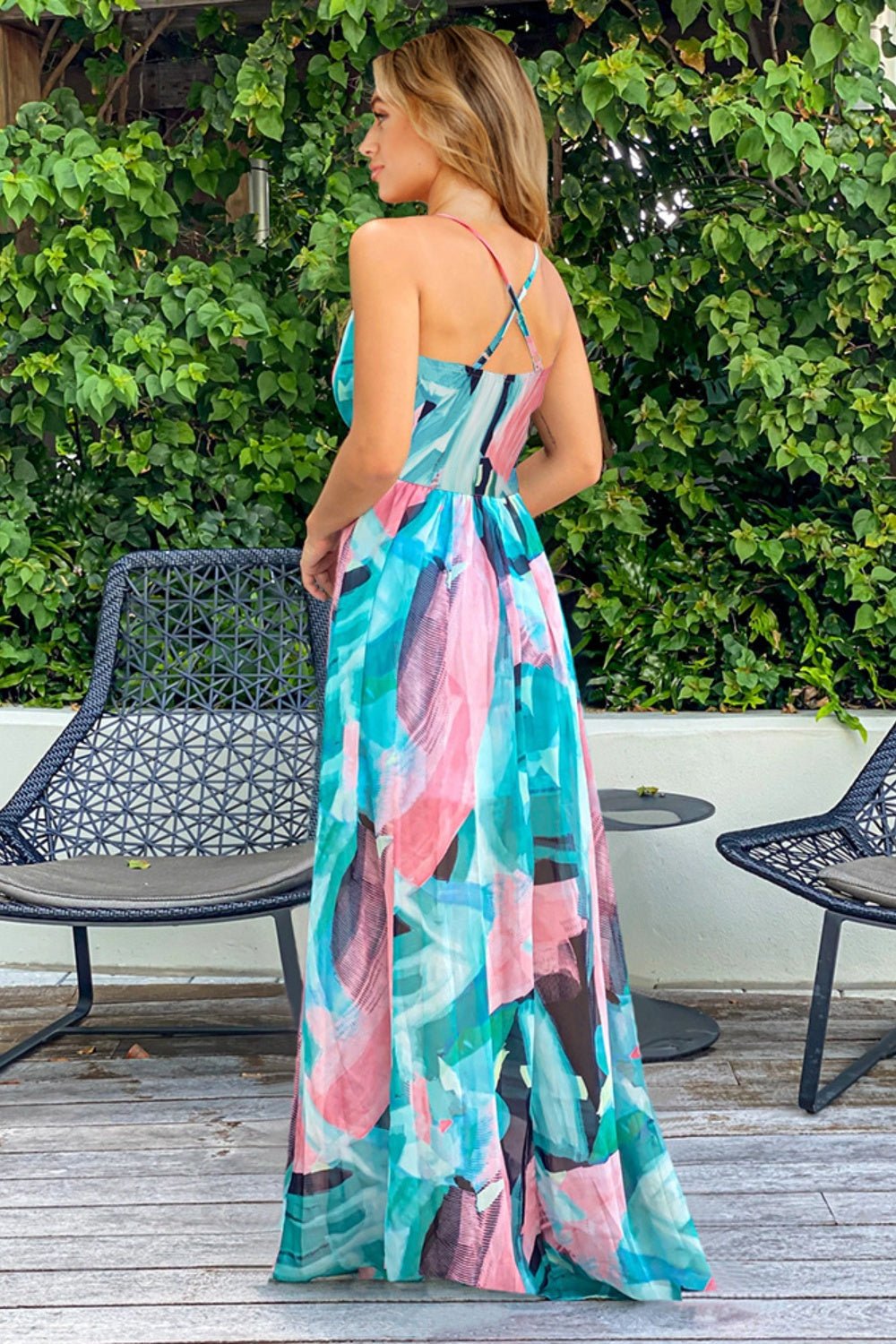 Crisscross Printed Surplice Cami Dress - Flip Flop Dynasty