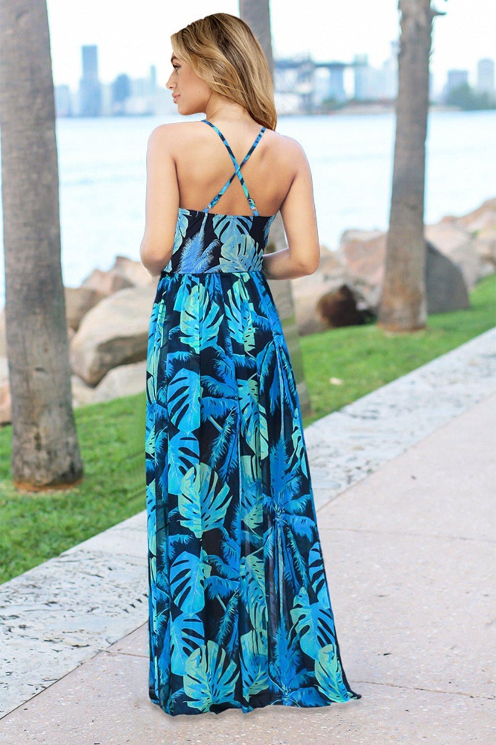 Crisscross Printed Surplice Cami Dress - Flip Flop Dynasty