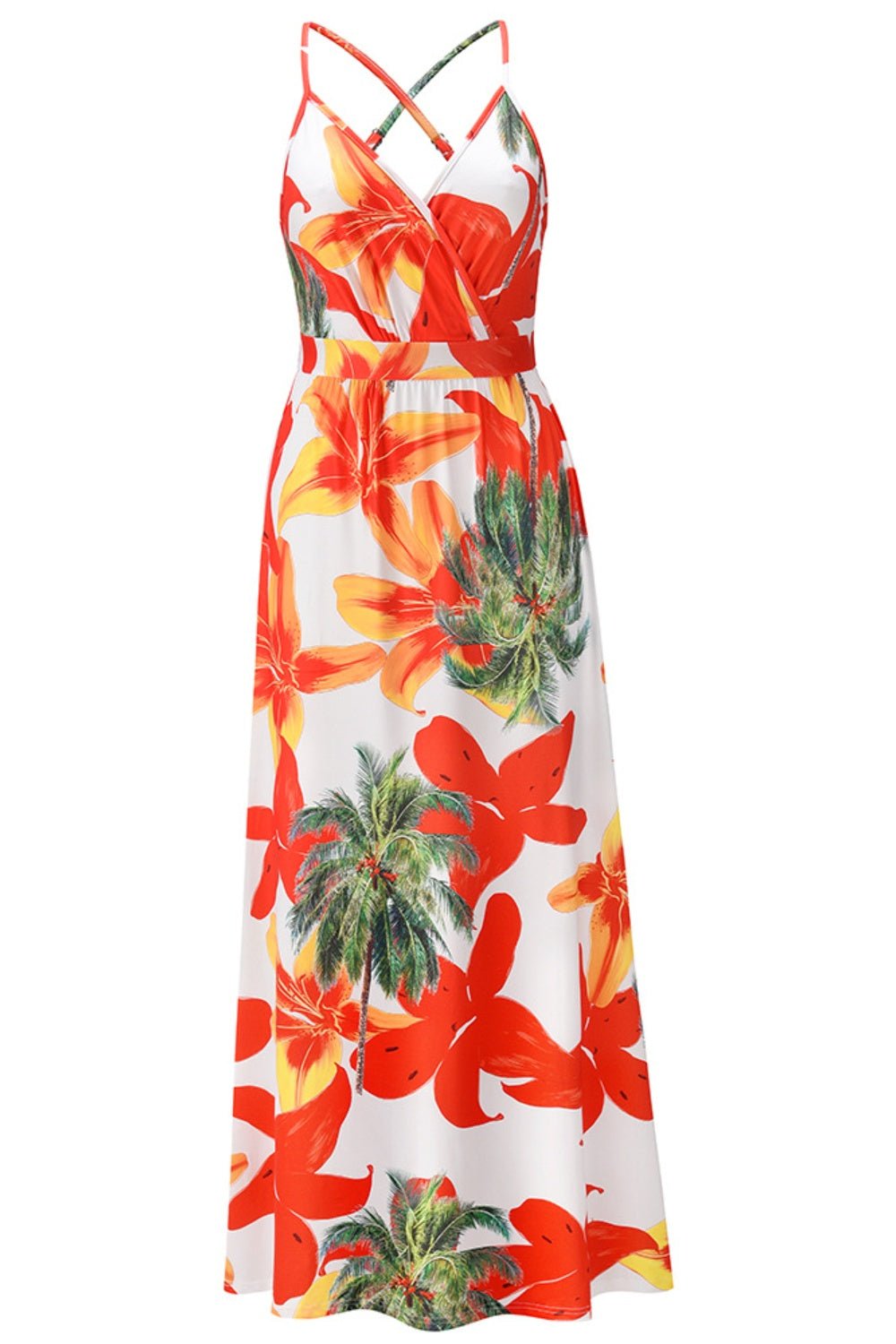 Crisscross Printed Surplice Cami Dress - Flip Flop Dynasty