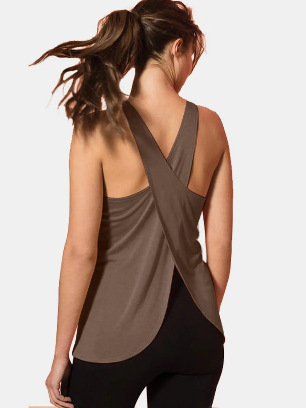 Crisscross Scoop Neck Active Tank - Flip Flop Dynasty