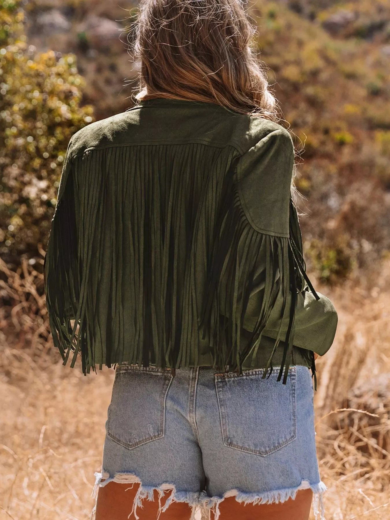 Cropped Fringe Faux Suede Jacket - Flip Flop Dynasty