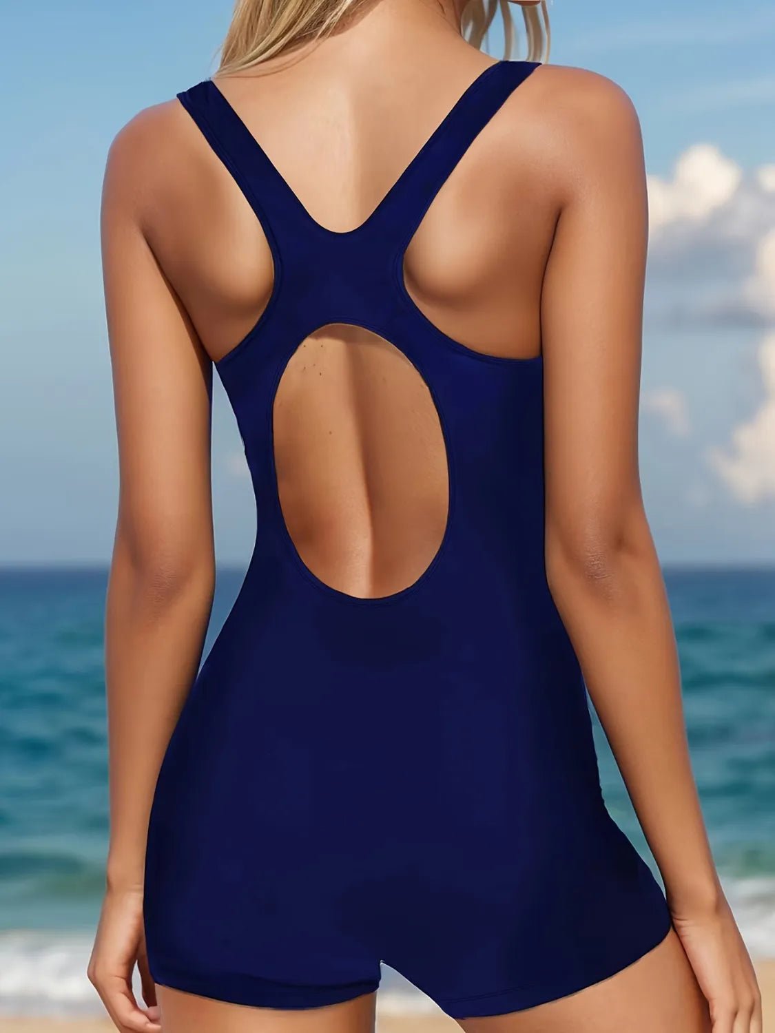 Cutout Back Wide Strap One - Piece Swimwear - Flip Flop Dynasty