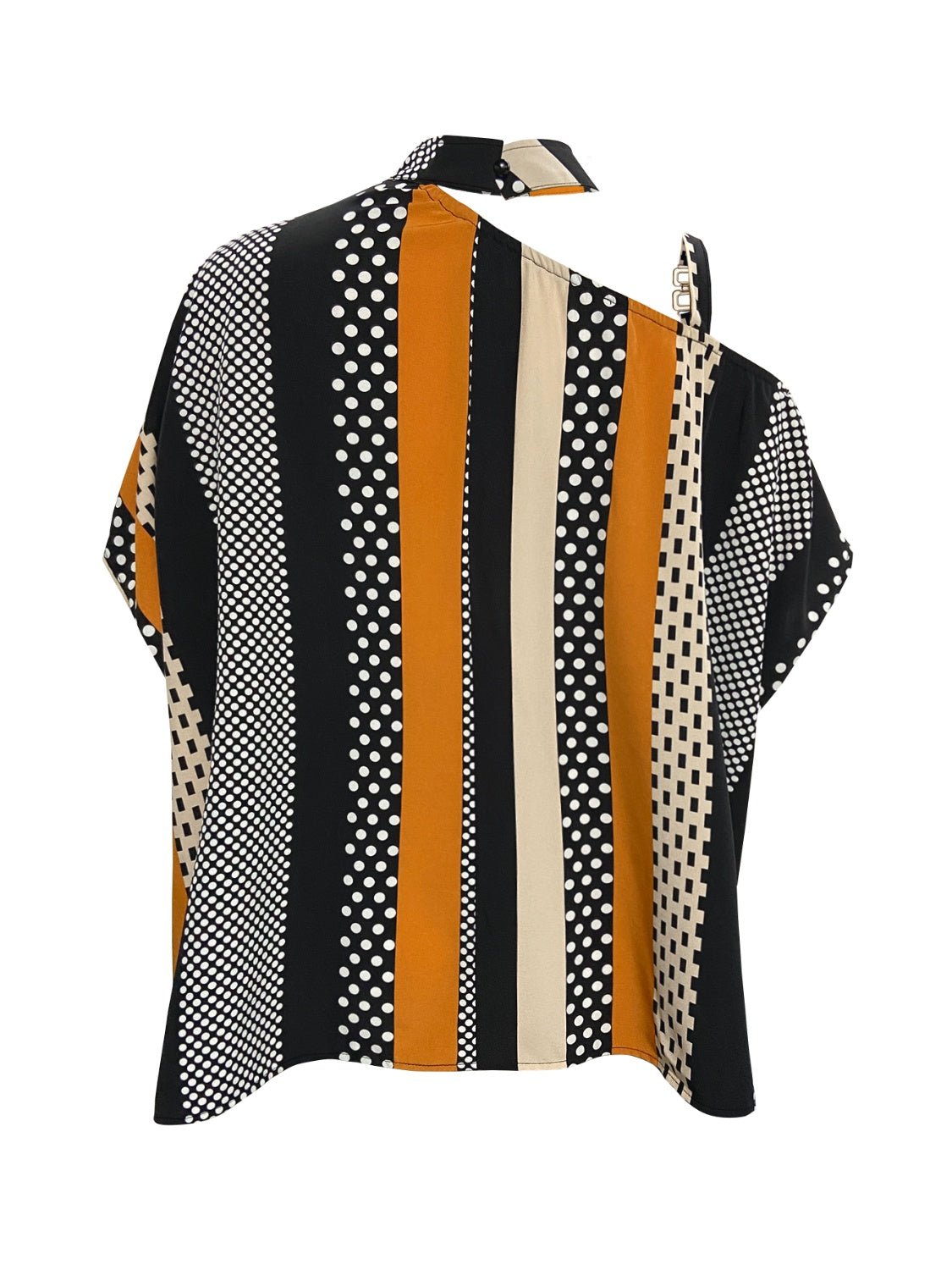 Cutout Color Block Mock Neck Blouse - Flip Flop Dynasty