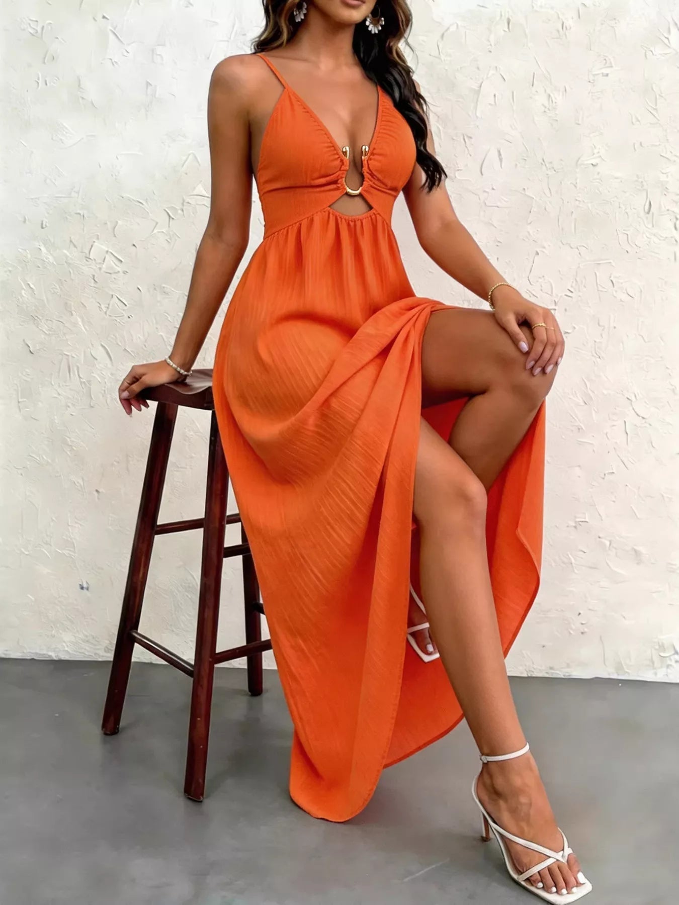 Cutout Front Slit Maxi Dress - Flip Flop Dynasty