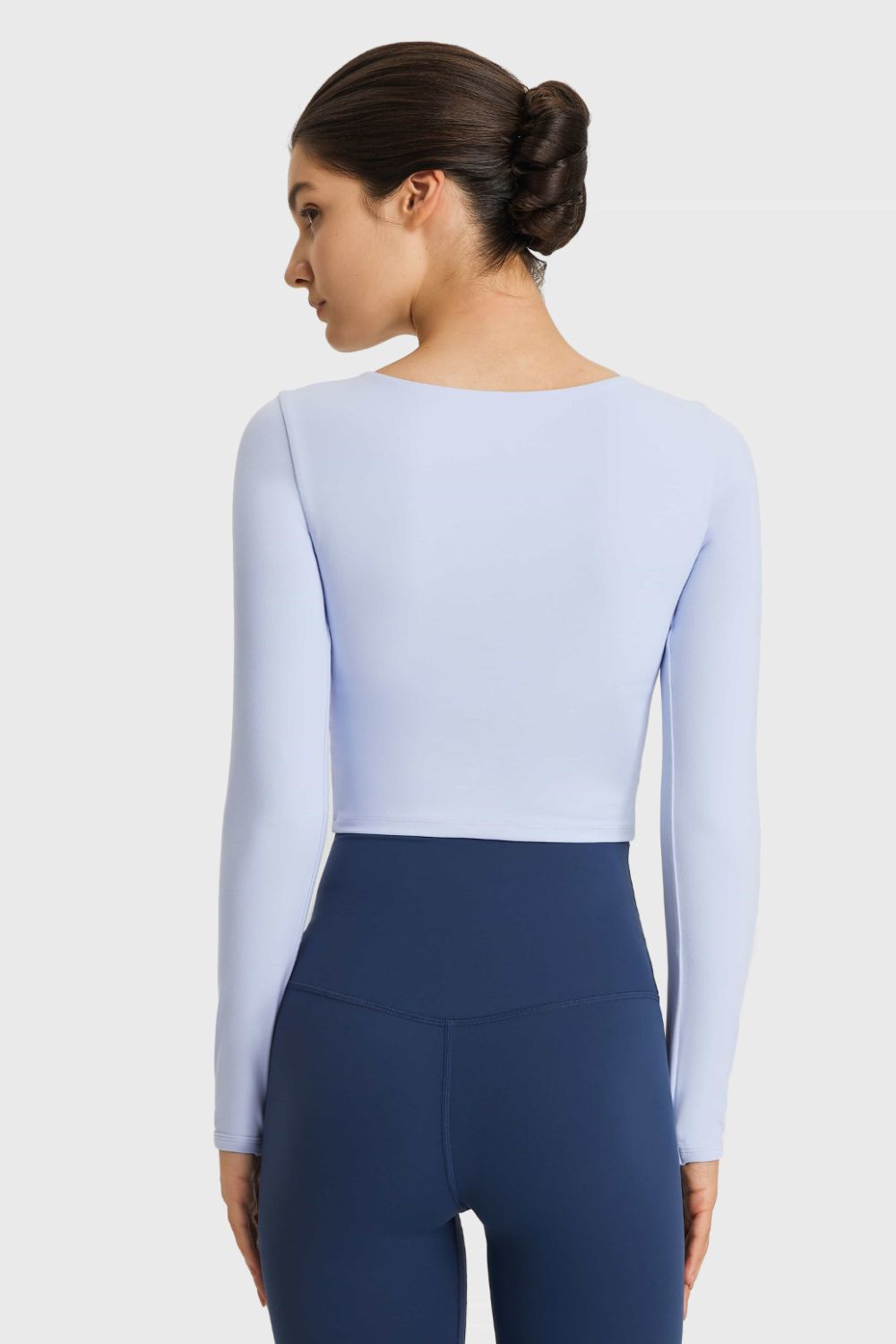 Cutout Long Sleeve Cropped Sports Top - Flip Flop Dynasty