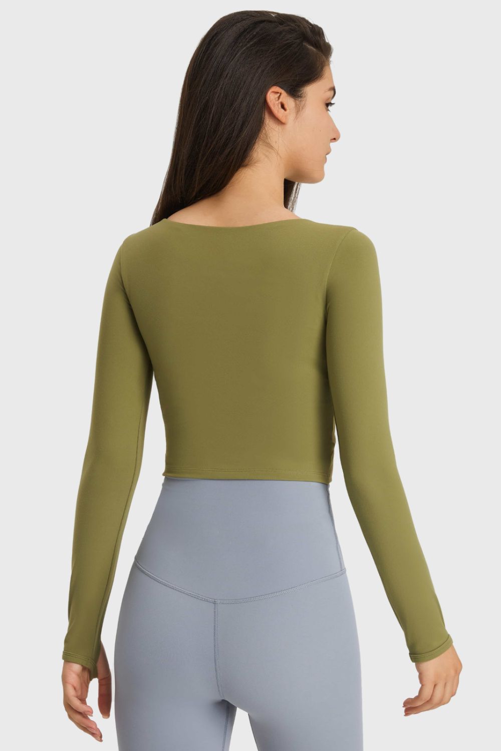 Cutout Long Sleeve Cropped Sports Top - Flip Flop Dynasty
