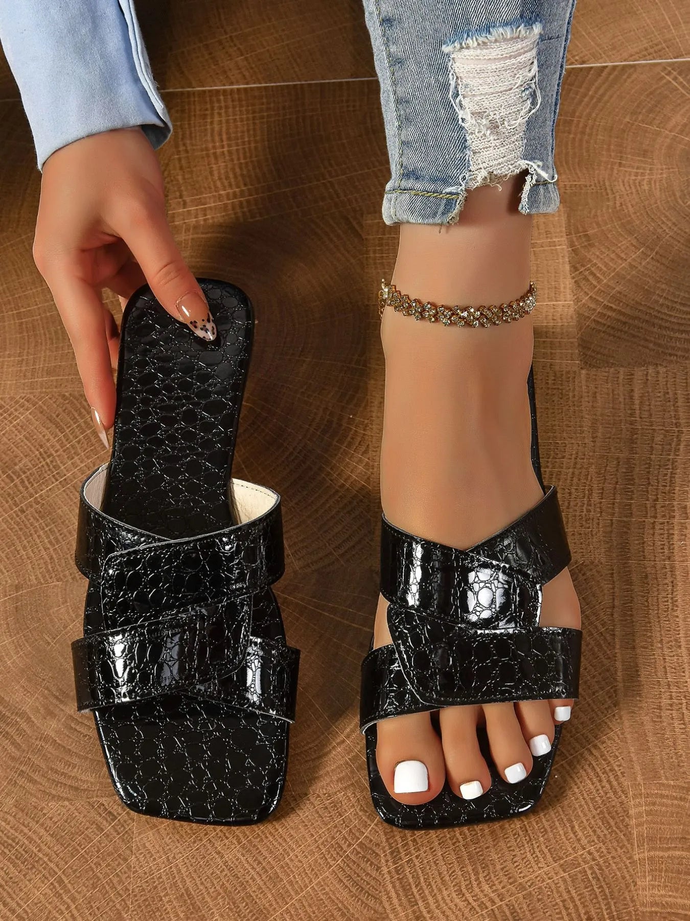Cutout Open Toe Flats Slippers - Flip Flop Dynasty