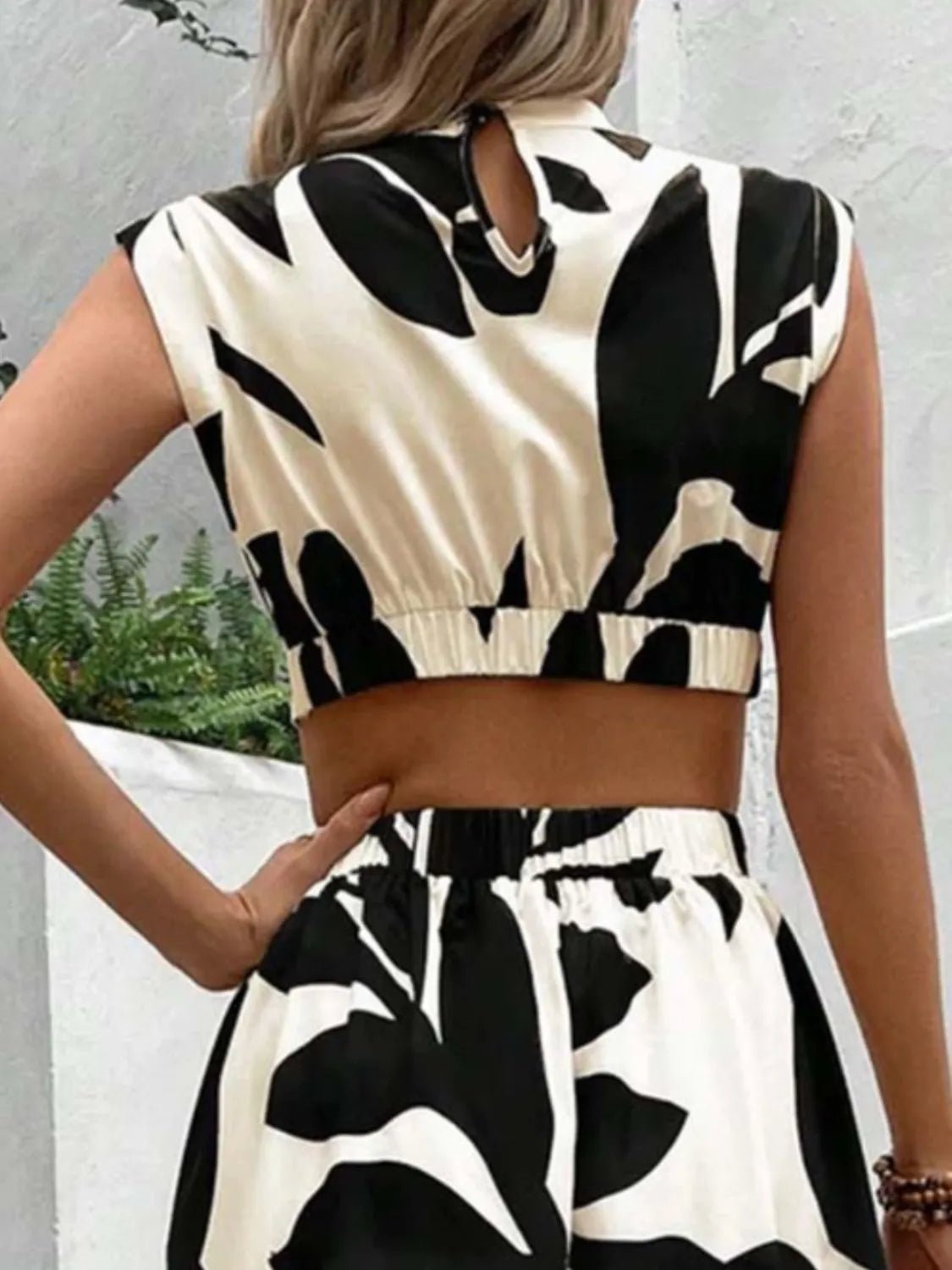 Cutout Printed Cap Sleeve Midi Dress - Flip Flop Dynasty