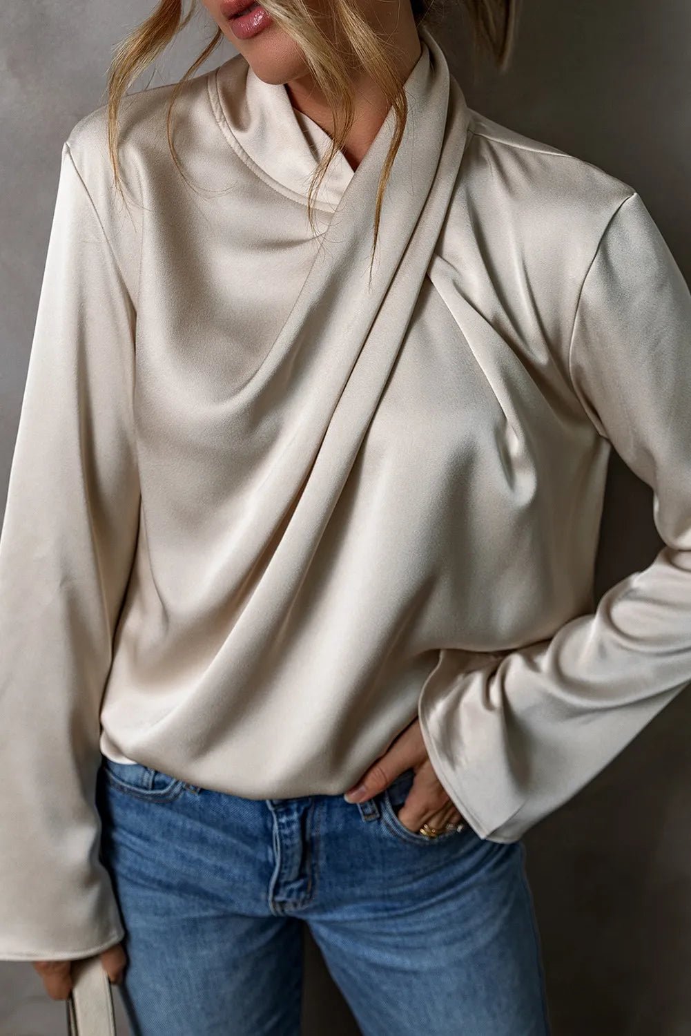 Cutout Ruched Long Sleeve Blouse - Flip Flop Dynasty