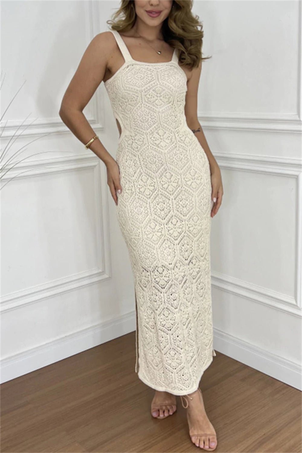 Cutout Side Slit Maxi Tank Dress - Flip Flop Dynasty