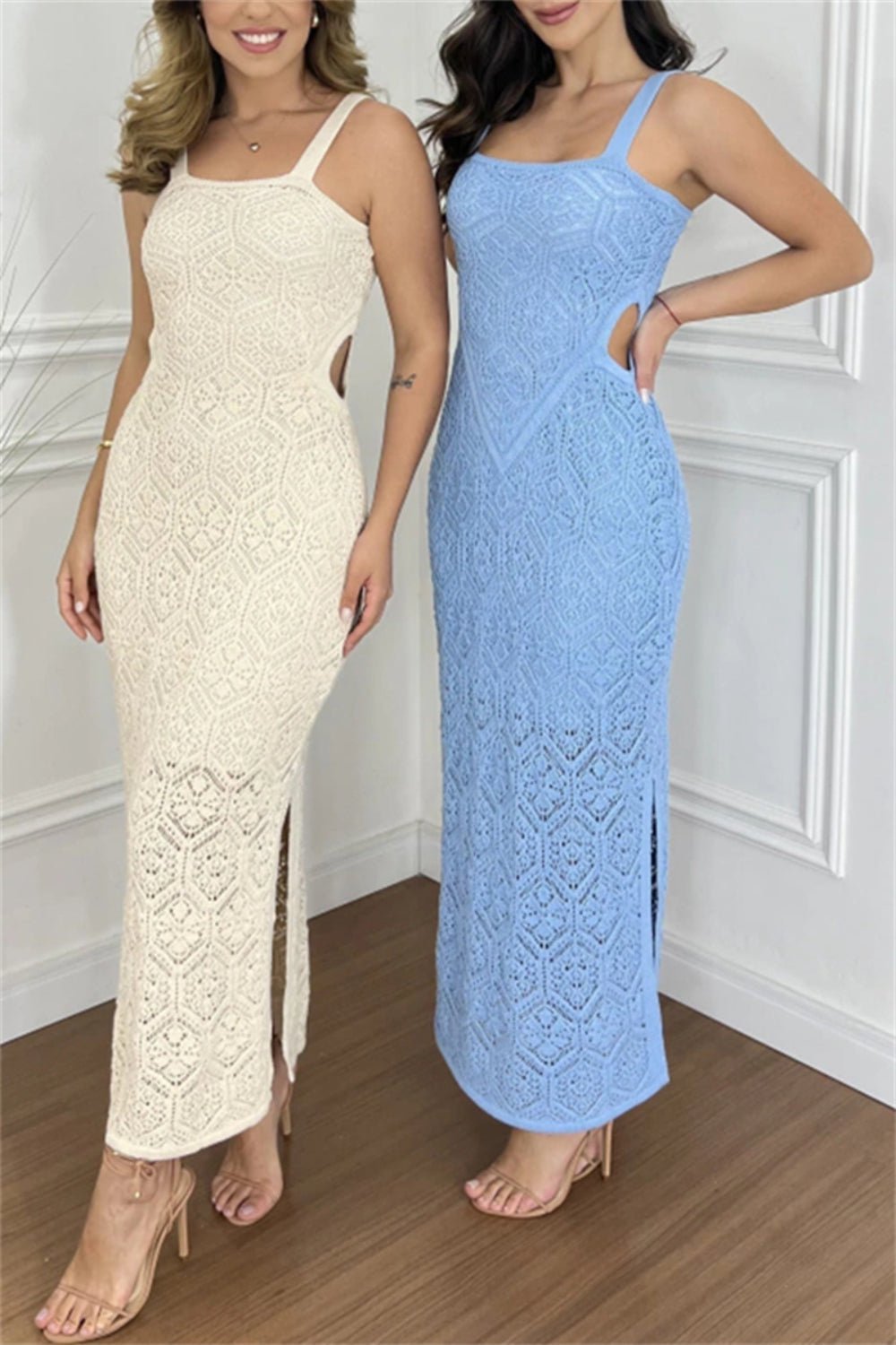 Cutout Side Slit Maxi Tank Dress - Flip Flop Dynasty