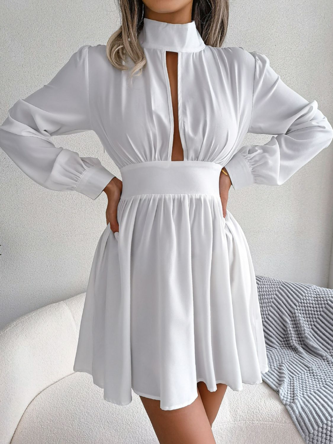 Cutout Turtleneck A - Line Mini Dress - Flip Flop Dynasty