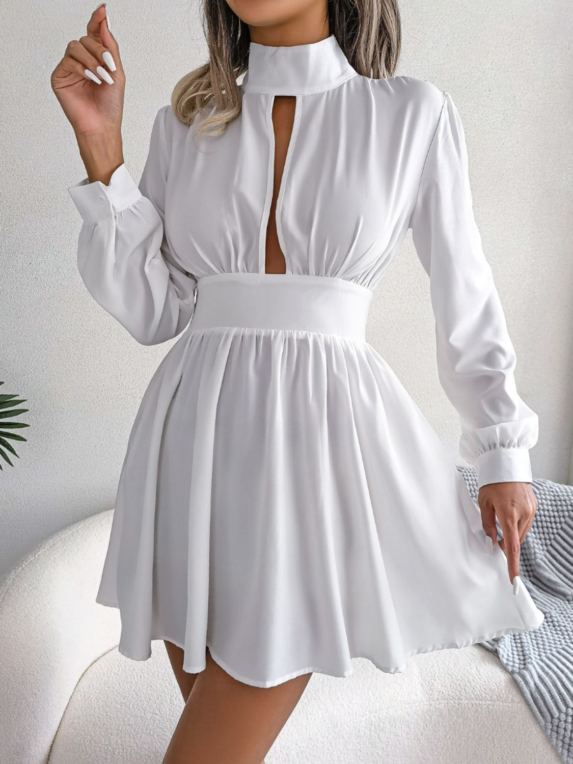 Cutout Turtleneck A - Line Mini Dress - Flip Flop Dynasty