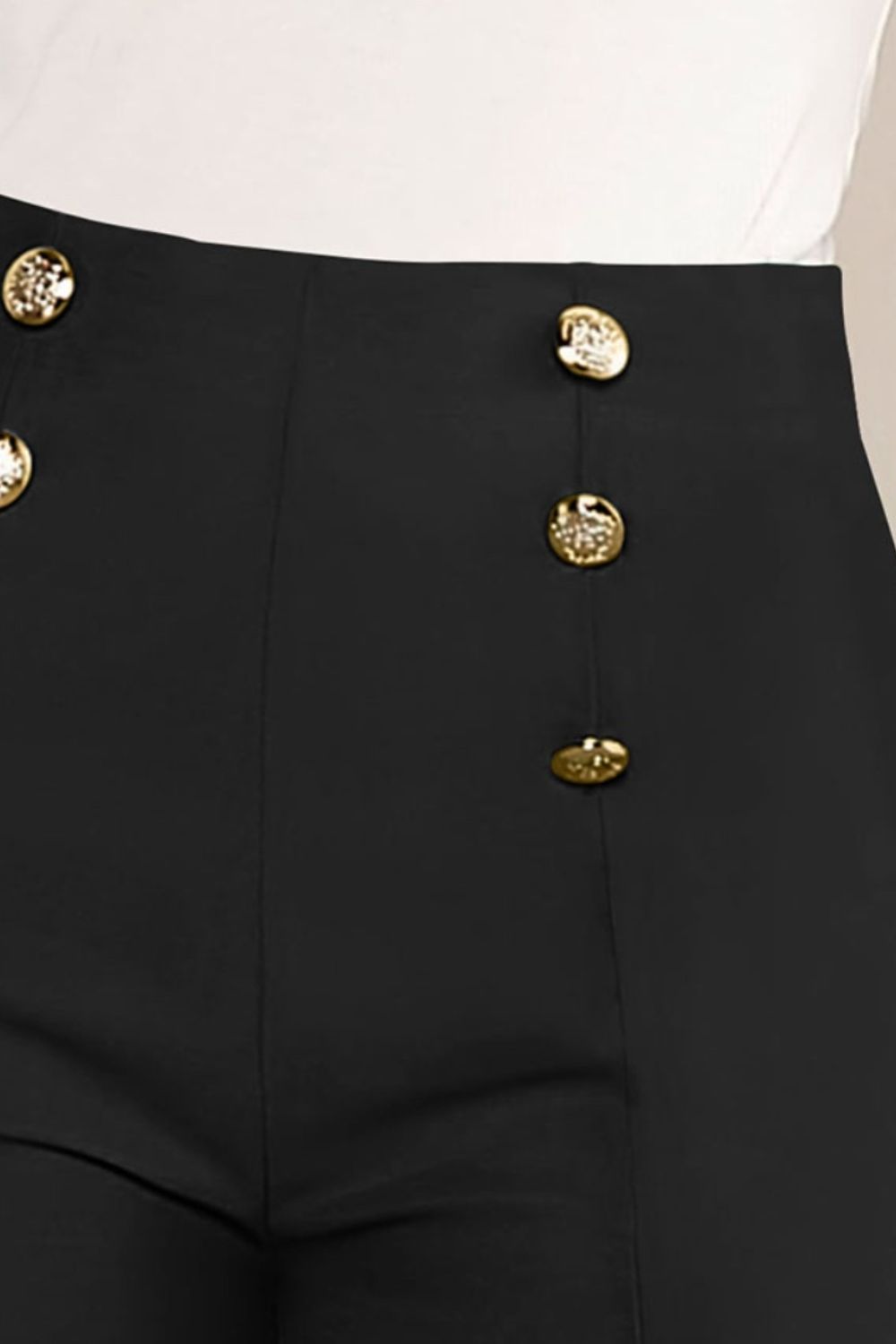 Decorative Button High Waist Shorts - Flip Flop Dynasty