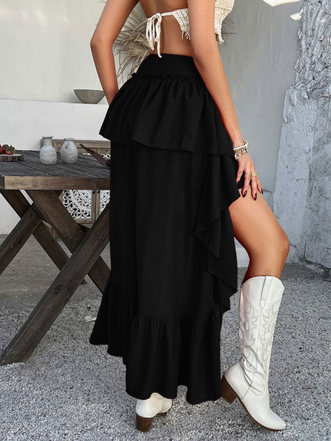 Devine High - Low Ruched Layered Skirt - Flip Flop Dynasty