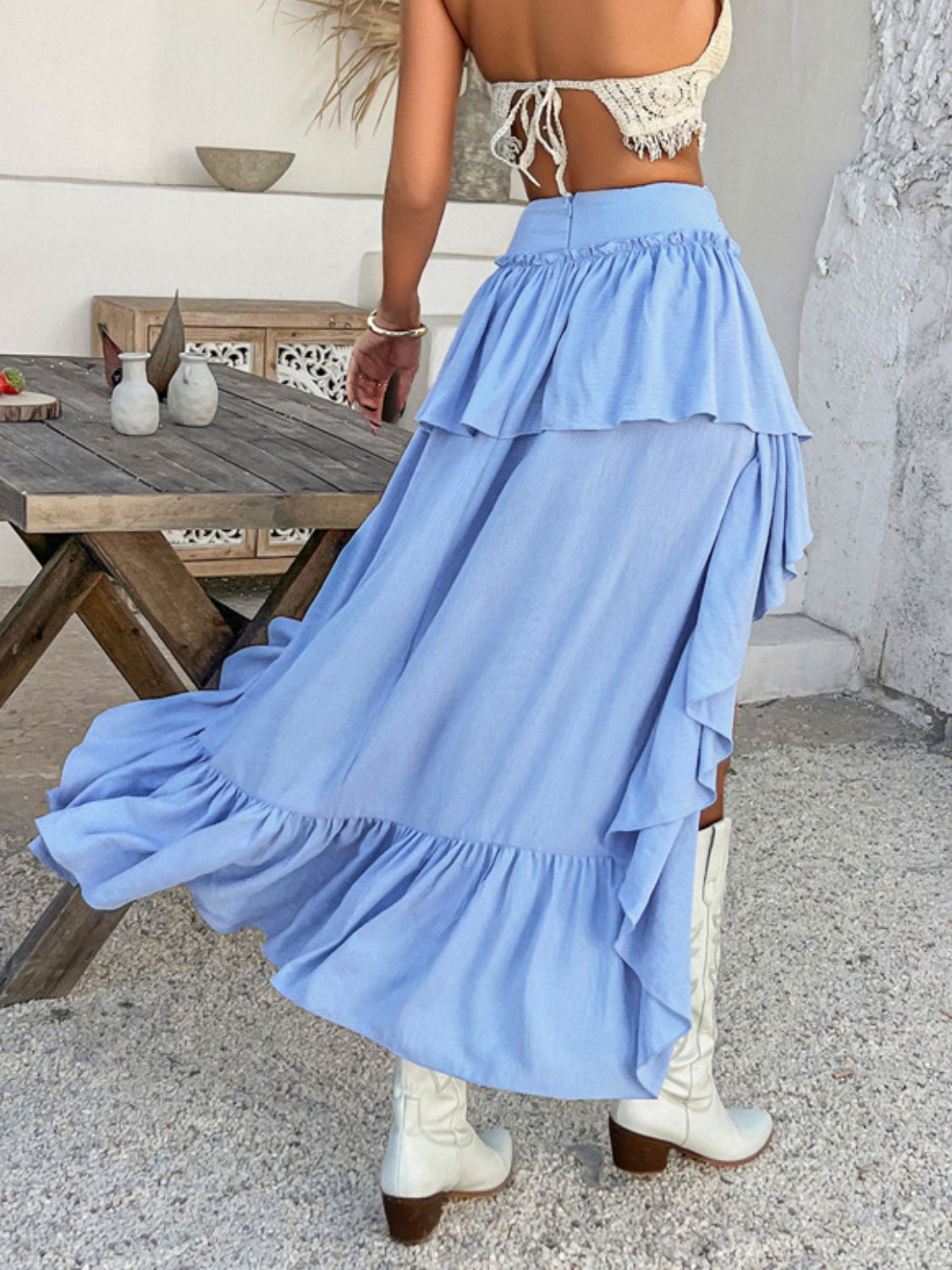 Devine High - Low Ruched Layered Skirt - Flip Flop Dynasty