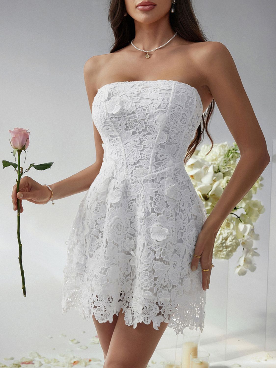 Devine Lace - Up Tube Lace Mini Dress - Flip Flop Dynasty