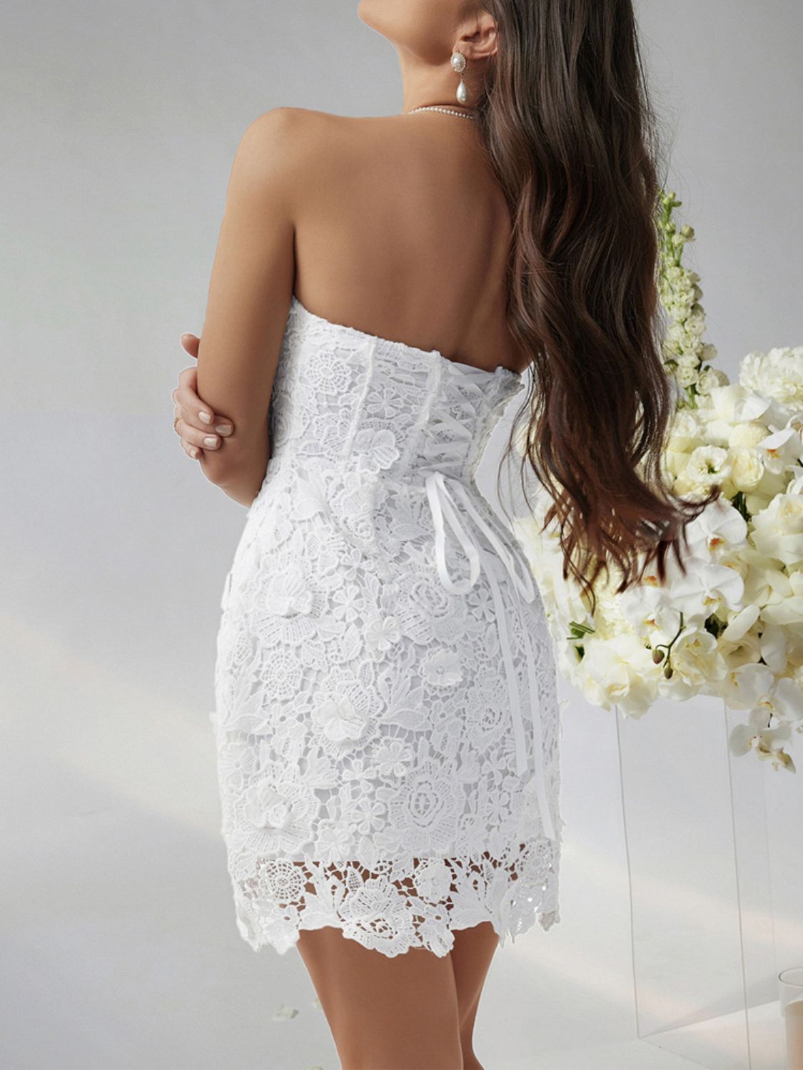 Devine Lace - Up Tube Lace Mini Dress - Flip Flop Dynasty