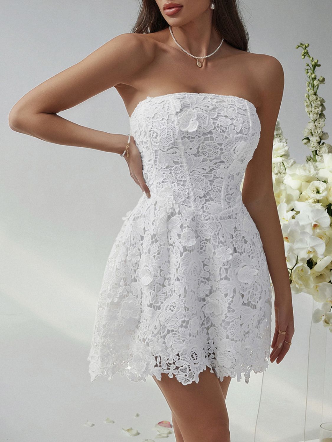 Devine Lace - Up Tube Lace Mini Dress - Flip Flop Dynasty