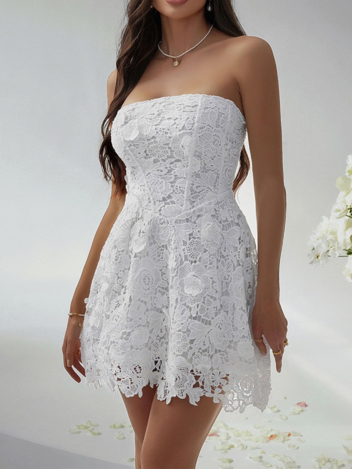 Devine Lace - Up Tube Lace Mini Dress - Flip Flop Dynasty